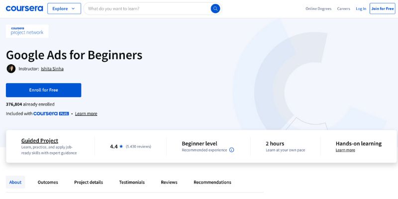 Coursera - Google Ads for Beginners 2025